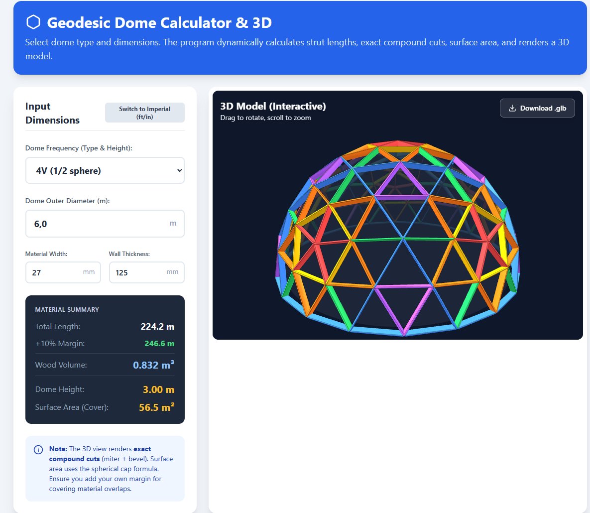Geodesic dome calculator